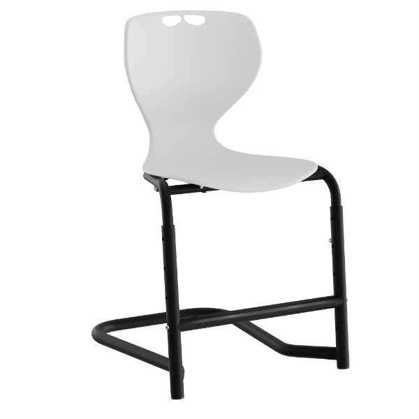 Stol Tarris, hvid sæde med sorte ben og fodstøtte – image 2