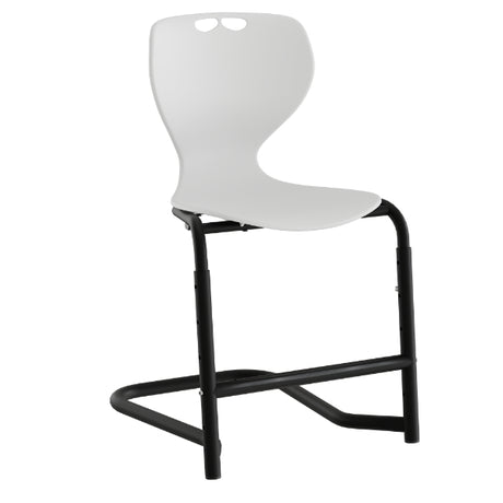 Stol Tarris, hvid sæde med sorte ben og fodstøtte