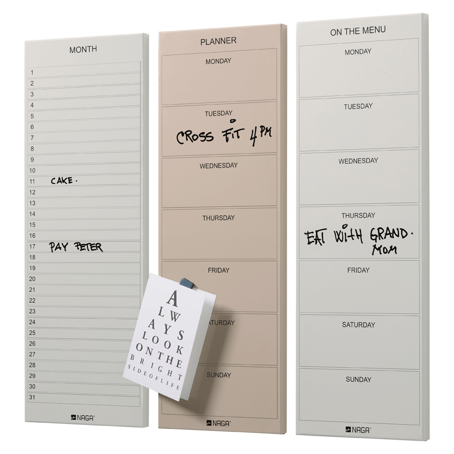 Magnetisk madplan tavle 20 x 60 cm. Beige Engelsk