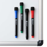 Whiteboard marker sæt, 4 farver, Sort/Blå/Rød/Grøn