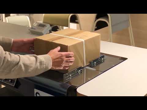 Bord 400 med vægt og pakkebånd, 2000x800mm 32 mm grå laminat bordplade – image 3