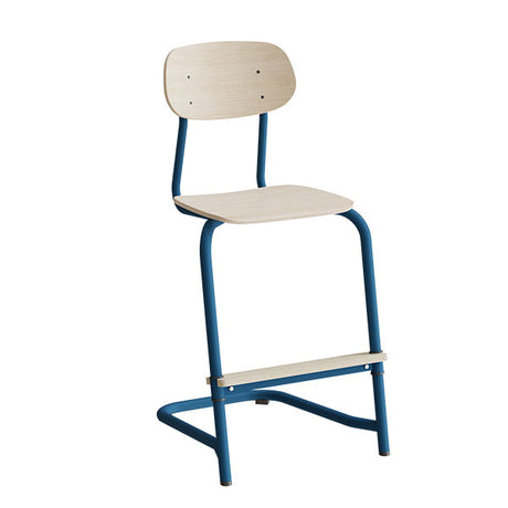 Stol Atlas, fritsving 2114, hvidpigmenteret egelaminat, blåt stel