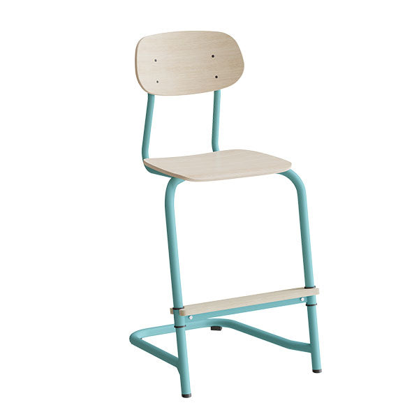 Stol Atlas, fritsving 2114, hvidpigmenteret egelaminat, turkis stel