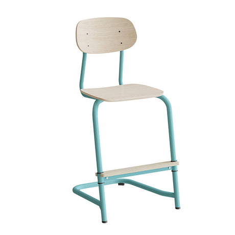 Stol Atlas, fritsving 2114, hvidpigmenteret egelaminat, turkis stel