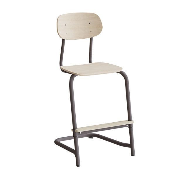 Stol Atlas, fritsving 2114, hvidpigmenteret egelaminat, gråt stel