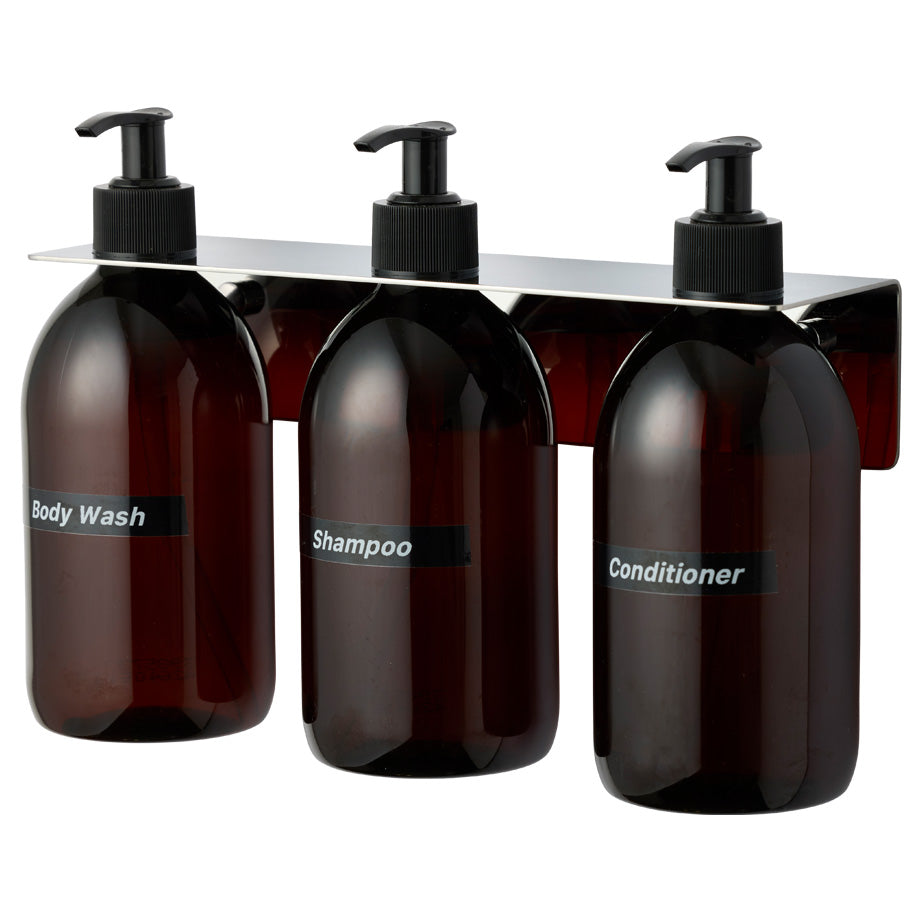 Sæbeholder / vægophæng til 3 flasker, krom – image 2