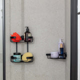 Hjørnehylde til bad sort aluminium