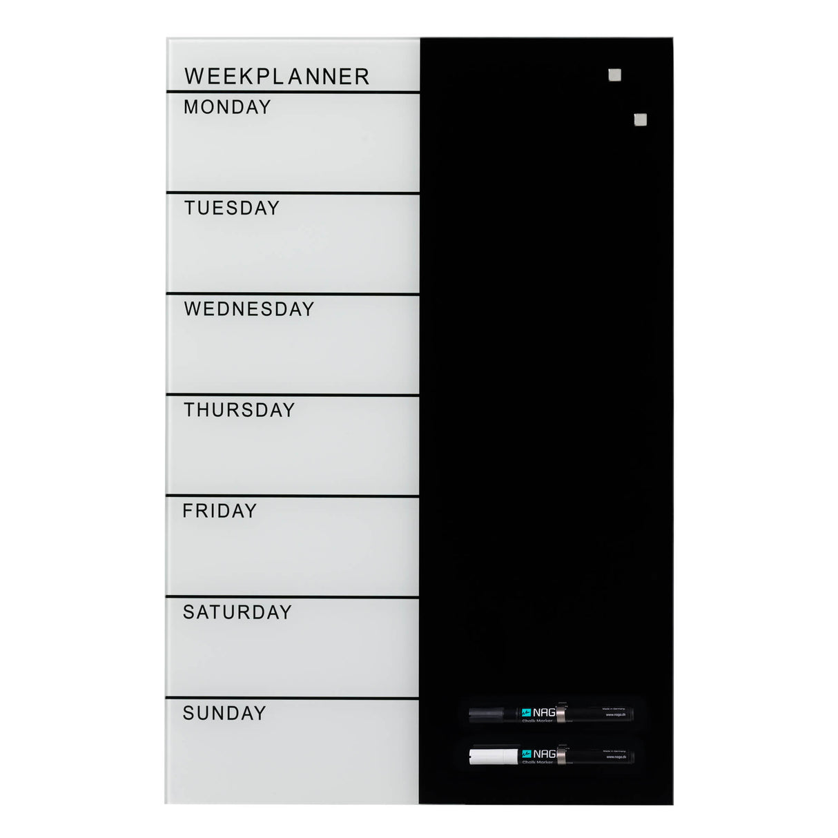 Glas uge tavle Engelsk | 40 x 60 cm. Glas uge tavle Engelsk  | Officely