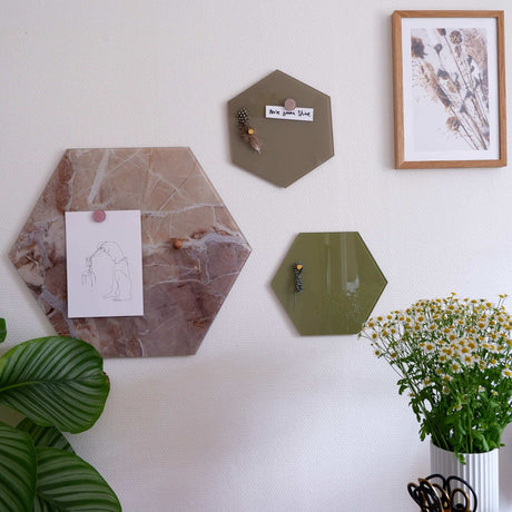 Hexagonal 21 cm | Hexagonal 21 cm. Beige Magnetisk glastavle  | Officely