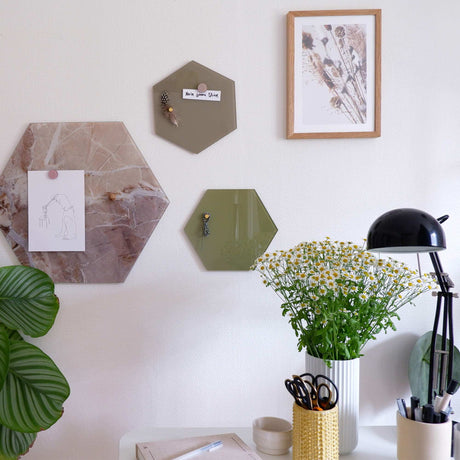 Hexagonal 21 cm | Hexagonal 21 cm. Beige Magnetisk glastavle  | Officely