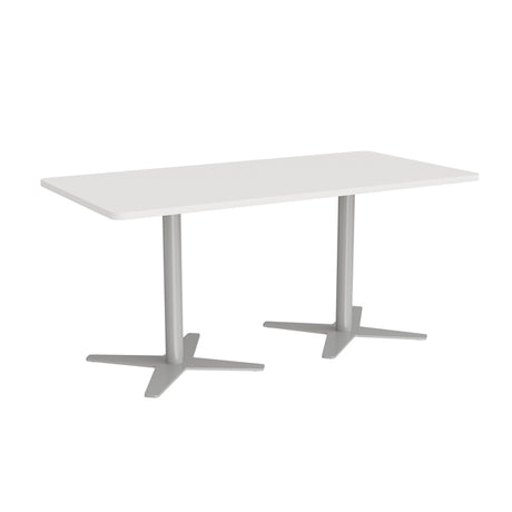 Mødebord DNA, Hvid 1600x800 mm rektangulær, Alugråt understel