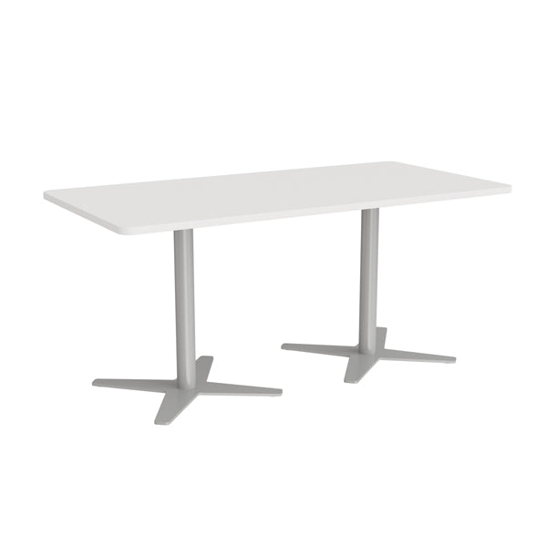 Mødebord DNA, Hvid 1600x800 mm rektangulær, Alugråt understel