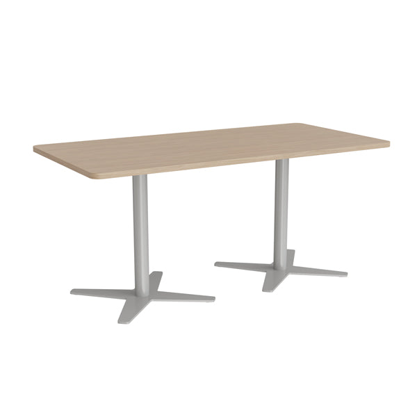 Mødebord DNA, Lys eg 1600x800 mm rektangulær, Alugråt understel