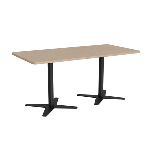 Ergoff Mødebord DNA, Lys eg 1600x800 mm rektangulær, Sort understel – Konferenceborde