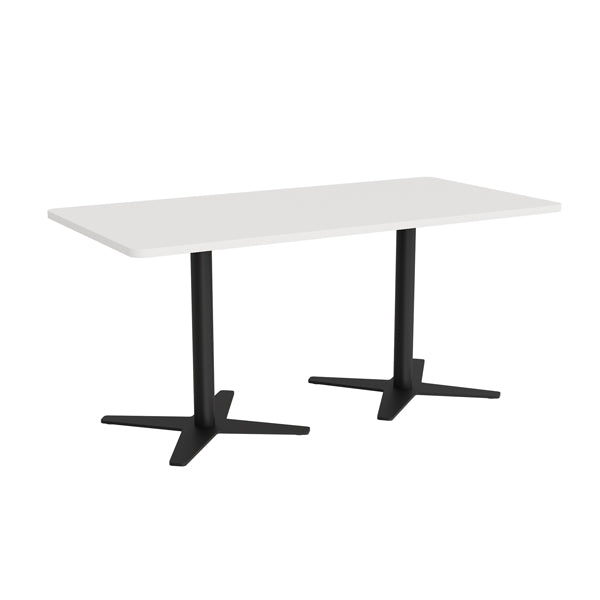 Ergoff Mødebord DNA, Hvid 1600x800 mm rektangulær, Sort understel – Konferenceborde