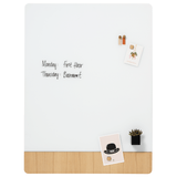 90 x 120 cm. Mat glas hvid/Egefiner Magnetisk tavle