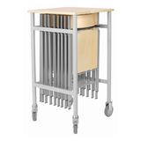 Mini stolevogn/ståbord, Birk laminat med alugrå ben