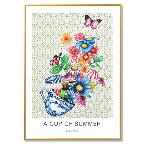 Poster a cup of summer bettys room 50x70cm gold frame 17117 17010.png