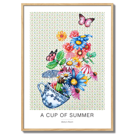Poster a cup of summer bettys room 50x70cm oak frame 17117 17060.png