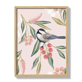 Poster birds and flowers rose 30x40cm oak frame 17420 17057.png
