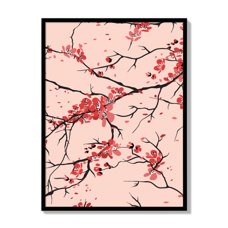 Poster cherry branches rose 30x40cm black frame 17421 17027.png