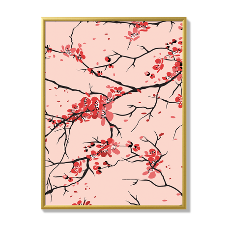 Poster cherry branches rose 30x40cm gold frame 17421 17007.png