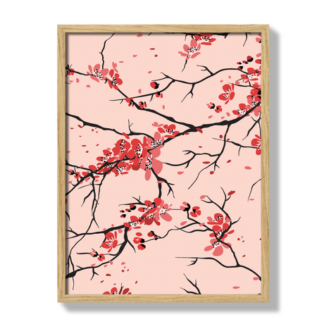 Poster cherry branches rose 30x40cm oak frame 17421 17057.png