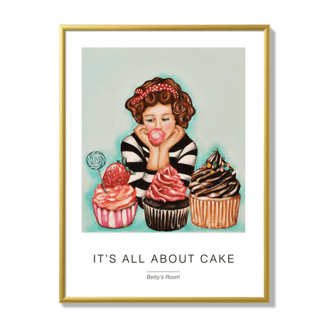 Poster its all about cake 30x40cm gold frame 17108.png