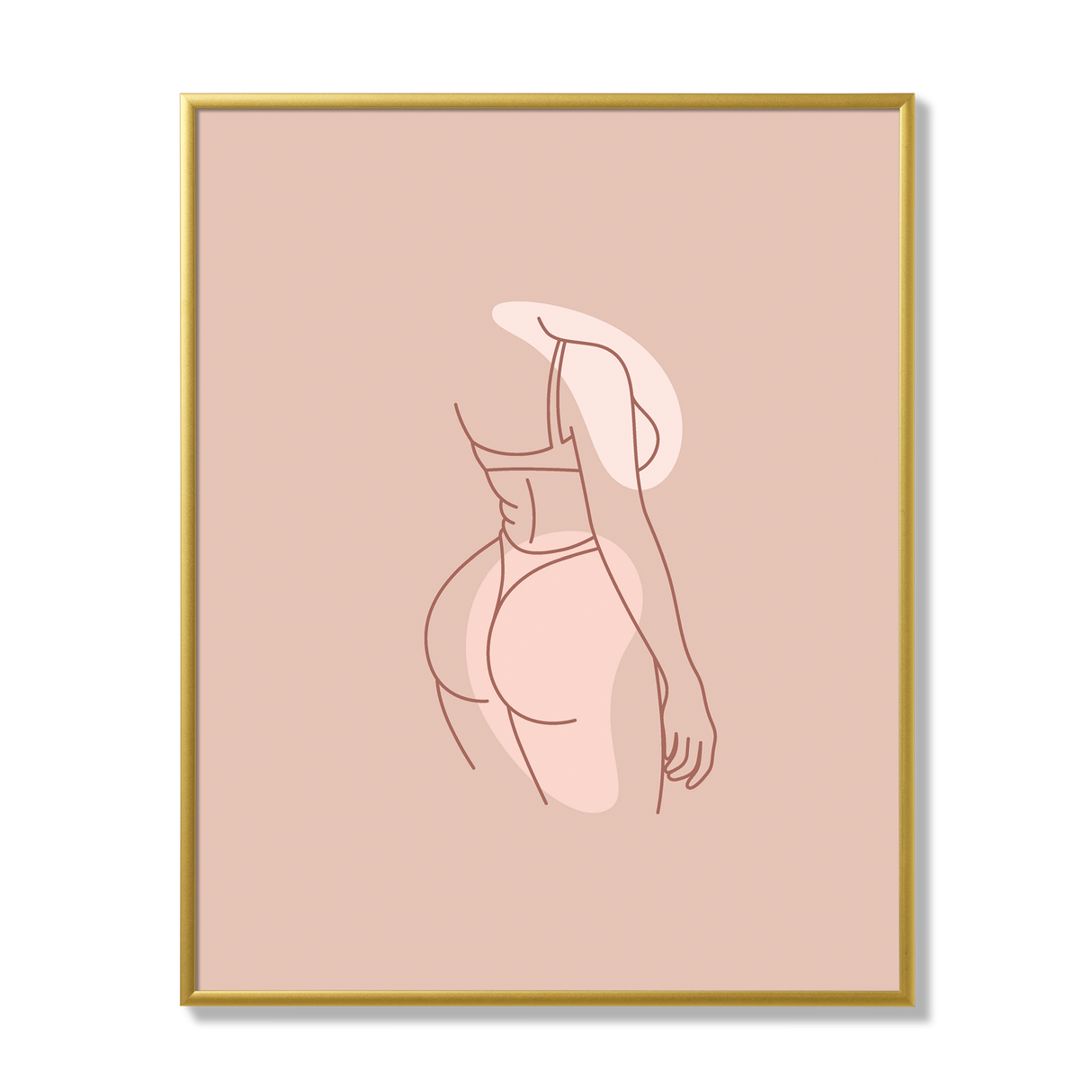 Poster silhouette woman rose 40x50cm gold frame 17436 17008.png