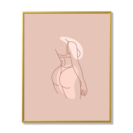 Poster silhouette woman rose 40x50cm gold frame 17436 17008.png