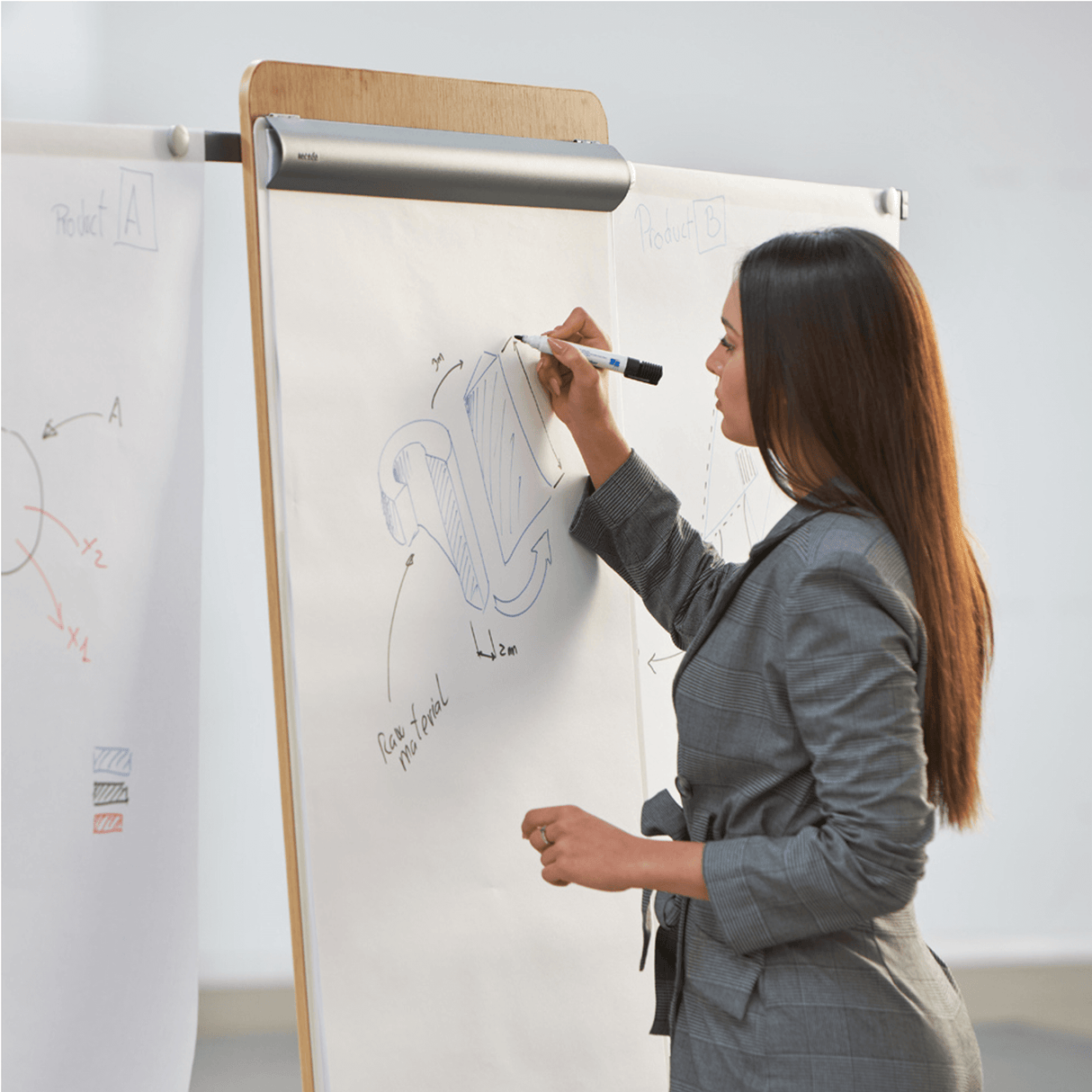 Rocada Natur mobil flipchart whiteboard og bord i et