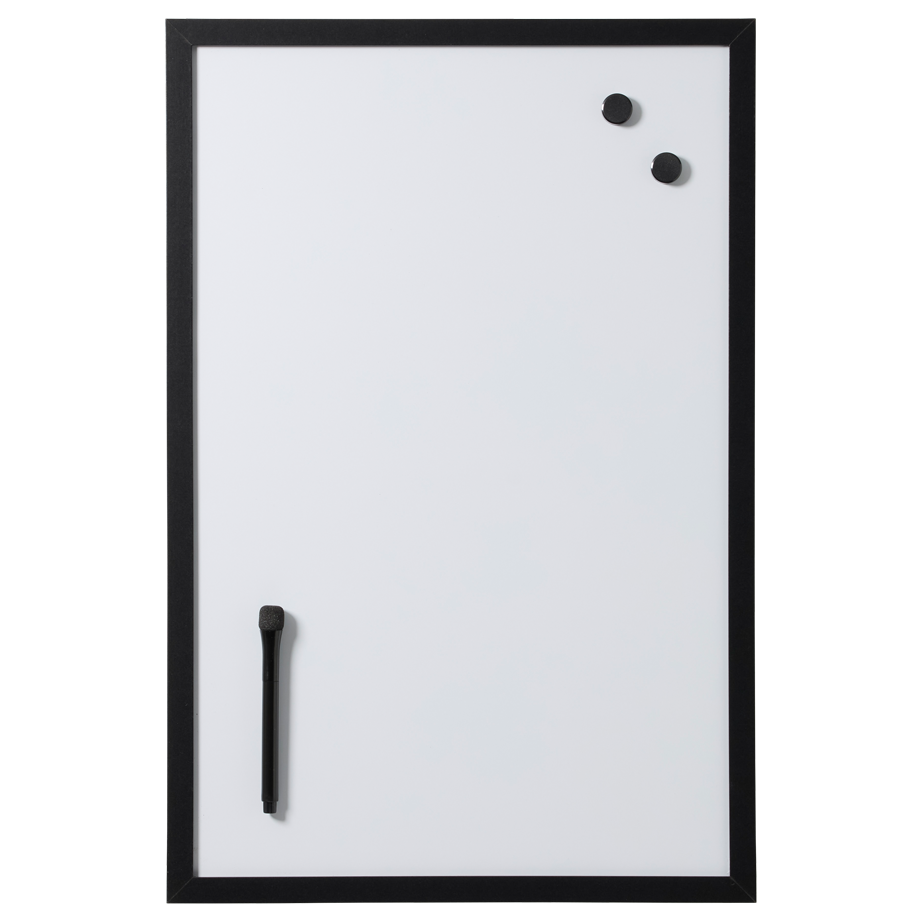 60 x 40 cm. Whiteboard med sort ramme