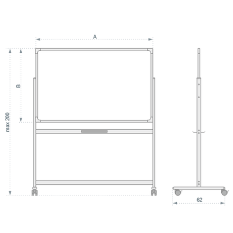 Dobbeltsidet mobil whiteboard tavle 150 x 100 cm. – image 2